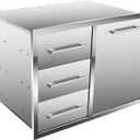 Outdoor Kitchen Drawer Combo, BBQ Access Trash Drawer Combo with Triple Stainless Steel Drawers(Left), Outdoor Kitchen for BBQ Island, Grilling Station, Outside Cabinet (28" W x 19.6D x 20.1" H)