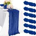 6 Pieces Royal Blue 10FT Cheesecloth Table Runner Boho Gauze Fabric Table Runner Rustic Sheer Runner for Wedding Birthday Baby Shower Party Boho Table DecorationRoyal Blue (35" x 120"-6 Pack)
