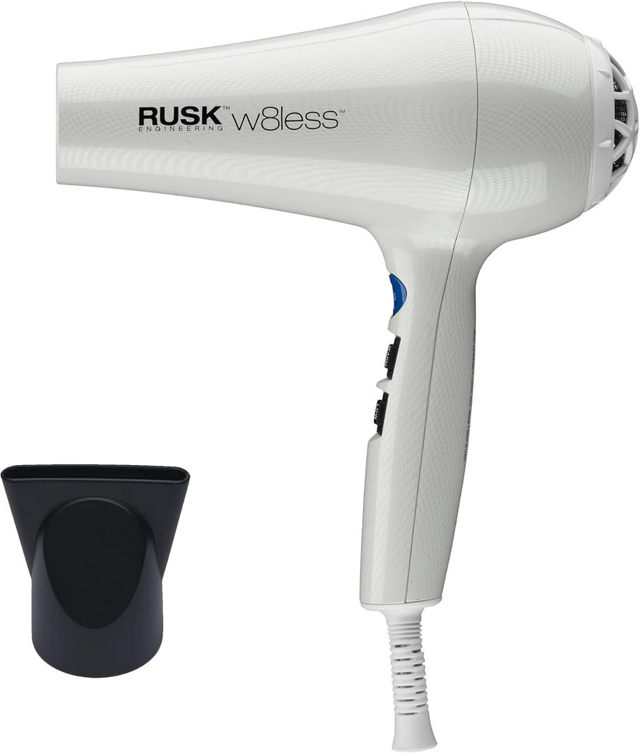 RUSK Engineering W8less Professional 2000 Watt Dryer, 7 Speed Settings, Lightweight. (1 Count (Pack of 1), White)