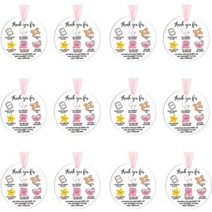 2 x Kathfly 12 Sets Nurse Ornaments Bulk Nurse Appreciation Gifts Acrylic Hanging Ornaments with Ribbon Inspirational Cards for Employee Appreciation Month Nurses Practitioner Medical Assistant