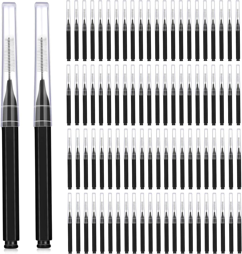 Patelai 100 Pieces Braces Brush for Cleaner Interdental Brush Toothpick Dental Tooth Flossing Head Oral Dental Hygiene Flosser Toothpick Cleaners Tooth Cleaning Tool (Black)