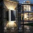 Solar Wall Light Outdoor,3000/4500/6000K/RGB 13 Modes Dusk to Dawn Lighting Solar Sconce Lights IP67 Waterproof Up and Down Solar Lights Outdoor for House /Porch/Fence/Patio/Garage-White Shell (4PCS)