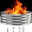 48 Inch Round Galvanized Fire Pit Ring/Fire Ring, Heavy Duty Wood Burning Fire Pits&Outdoor Fireplace,Perfect for Outdoor Gatherings and Campfires in The Yard/Garden/Park/Beach (4 FT Diameter, Silver)