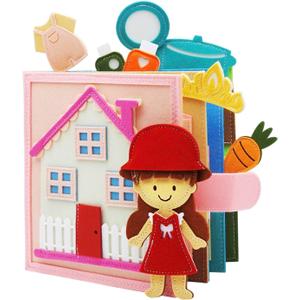 Kikiyaki Felt Busy Book for Toddlers 1-3, Montessori Busy Board for 1 Year Old, Quiet Book Airplane Travel Toys, Sensory Early Learning Educational Toy, Road Trip Activity Books, Girls Birthday Gifts