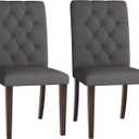 Tufted Dining Room Chairs Set of 2, High-end Dining Room Chair, Upholstered Side Stylish Kitchen Chairs, Diner Chairs with Solid Wood Legs (Charcol, Set of 2)