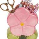 Pink Flower Pen Holder, Pencil Holder for Desk, Makeup Brush Holders, Cute Home Decoration, for Countertop, Vanity Table, Desk, Organizer Bathrooms (Pink)