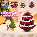 Crochet Christmas Tree Kit,Finished Product DIY Crochet Christmas Tree Kit Tree Bow Pearl Embellishment DecorationsSuitable for Christmas, Holidays, Parties Etc(Green+Red)