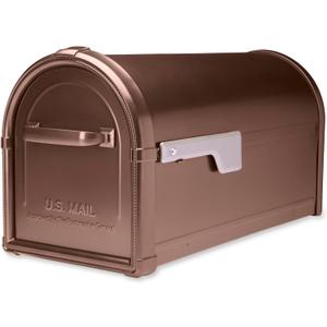 Architectural Mailboxes Hillsborough Heavy duty Decorative Steel Metal Post Mounted Mail Box for outside, Copper, Large Curbside Mailbox with Magnetic Latch