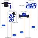 4 x 16PCS Graduation Decorations Class of 2026 Congrats Grad Table Centerpieces, 2026 Table Toppers Party Favor Centerpiece Sticks Party Supplies, Set of 4 (Blue, Black)