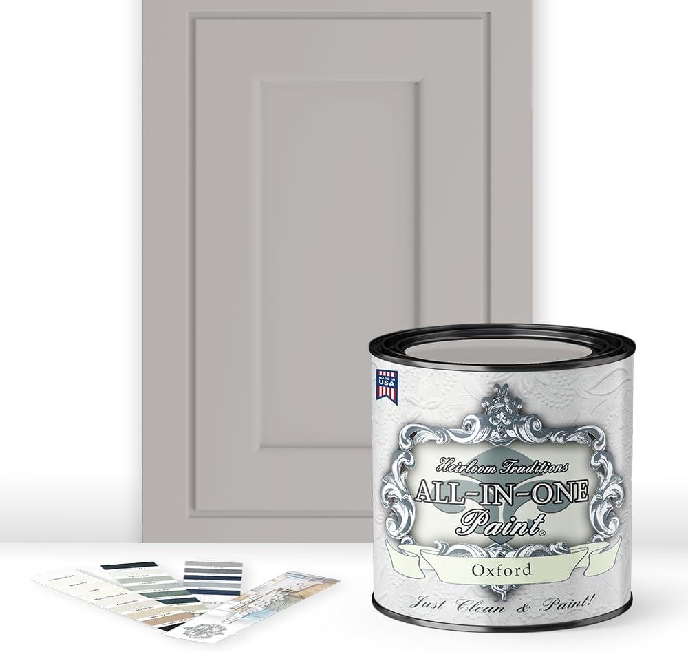 ALL-IN-ONE Paint, Durable cabinet and furniture paint. Built in primer and top coat, no sanding needed. Includes our 30 featured color card - Oxford, Quart (32 Fl Oz (Pack of 1))