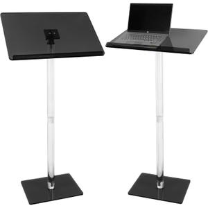 Acrylic Podium Stand, Angle Adjustable 44in Lecterns & Podiums for Churche Lectern, Concert Music Stand, Wedding Declaration, Office Meeting, Classroom Lecture, Laptop Computer Holder (Clear Black)