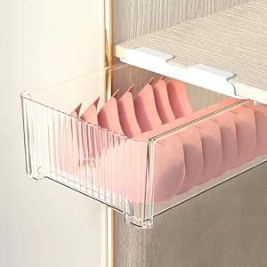 Underwear Organizer Drawer, 1 Cell Plastic Sock Underwear Storage Drawer, Stackable Closet Organizers and Storage Box for Bras, Socks, Scarves, Ties, Belt (Placing Style, White, 1 Pcs)