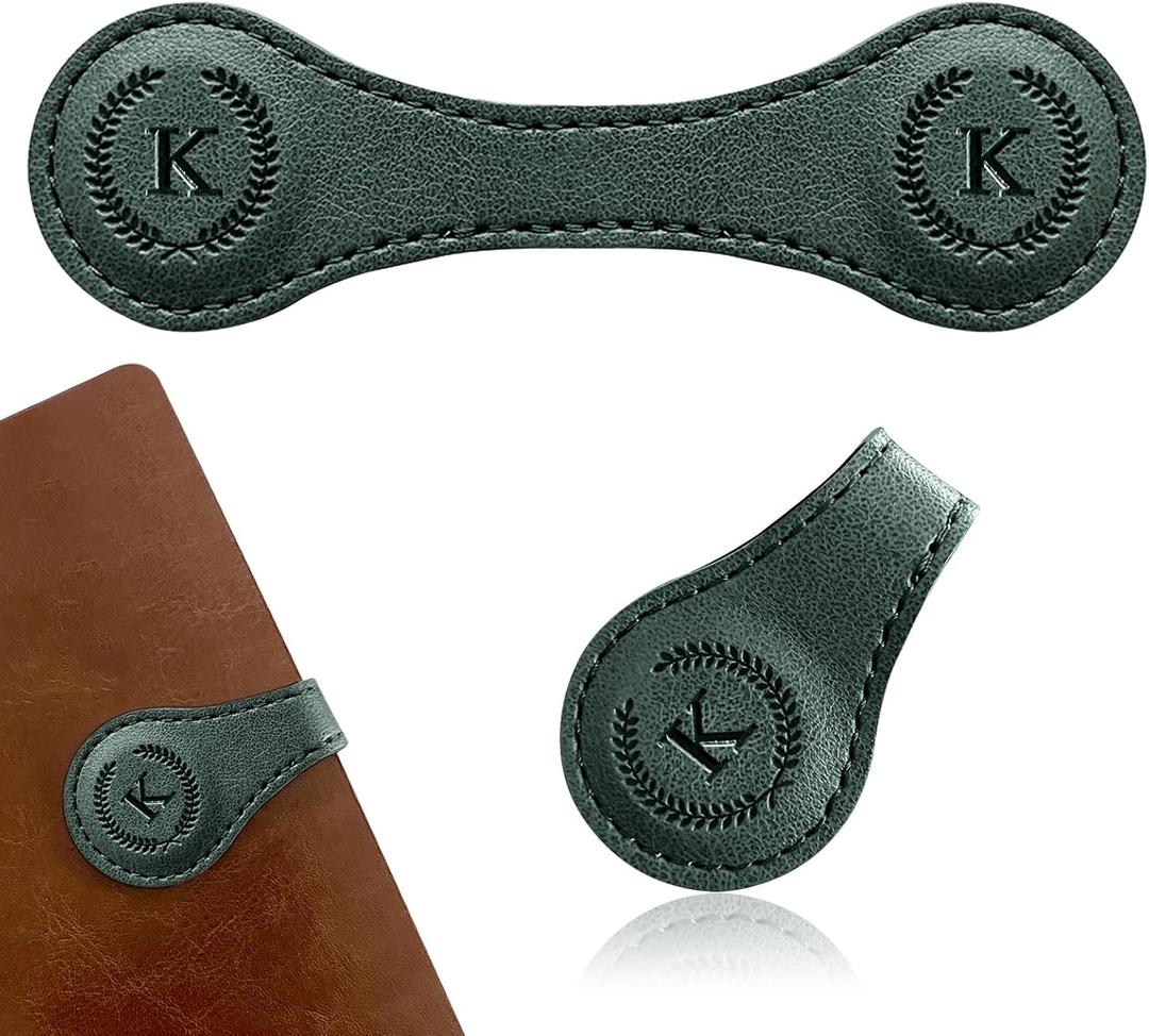 Handmade Personalized Leather Magnetic Bookmark - Custom Initial Letter Design with 26 Alphabet Choices - Durable Bookmark for Readers, Book Lovers, Women & Kids (1pcs Green)