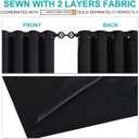 NICETOWN Truly Blackout Curtains 54 inches Length, 2 Thick Layers Completely Blackout Window Treatment Thermal Insulated Lined Drapes for Basement Window (Black, 1 Pair, 52 inches Width Each Panel)