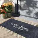 Welcome Mats for Front Door Mats Cute Shoes Take Them Off for Home Entrance with Rubber Backing Mats Heavy Duty Entryway Doormat for Floor Laundry Rooms Mudrooms Garage 47 x 18 Grey