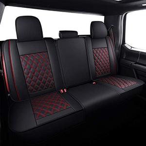 Aierxuan Rear Car Seat Covers with Waterproof Leather, Automotive Vehicle Cushion Cover for SUV Pickup Truck Fit for 2009-2025 Ford F150 and 2017-2025 F250 F350 F450 (Black-Red)