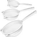 3 Pcs Plastic Nylon Mesh Strainer Colander with Handle Double Ear Fine Food Mesh Strainer Flour Sifter for Baking Kitchen Colander Sifter Kefir Tea Juice Pasta(3 Inch, 4 Inch, 5.5 Inch)