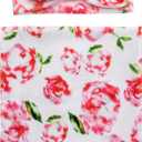 FasterS Infant Floral Swaddle Wrap with Headbands Hats Value Set Newborn Receiving Blanket Photography Props 35X35inch Pink
