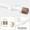 White Curtain Rods for Windows 32 to 45 Inches(2.6-3.75ft),1 inch Adjustable Window Curtain Rods with Imitation Wood Grain Finials,Heavy Duty Decorative Drapery Rod for Bedroom,Kitchen and patio