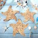 Threehoney 3 Pcs Boho Starfish Beach Bathroom Decor 3 Size Handmade Starfish Wicker Wall Decors Coastal Hanging Wall Art Florida Decoration for Indoor Outdoor Summer Ocean Seaside Sea Life Gifts, 9.84 x 9.06 x 7.87 inches