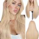 FAVE 26 Inch Blonde Wigs for Women, Long Blonde Wig with Simulated Lace Scalp,Heat Resistant Synthetic Middle Part Blonde Wigs,Daily Cosplay Friendly