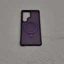 Magnetic Compatible with Samsung Galaxy S25 Ultra Case with Stand [Military Grade Drop][Compatible with Magnet] Ring Holder Translucent Slim Hard Back Soft Edge, Purple
