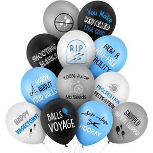 Gejoy 48 Pcs Funny Vasectomy Party Balloons Gift for Men Novelty Gag for Recovery Get Well Soon Happy Vasectomy Themed Gift Decorations, 12 Styles