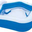 Inflatable Pool with 2 Seats,Headrest Cup Holder Family Paddling Pool Swimming Pool Bath Tub for Kids Toddlers Adults