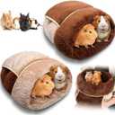 Wenqik 2 Pcs Guinea Pig Bed Cuddle Warm Hideout Small Animal Sack Cozy House Bedding Sleeping Cushion Portable Pet Carrier Cage Nest for Rabbit Hamster Rat(Dark Brown, Light Coffee,Plain)