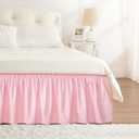 RIMELA Pink Bed Skirt Twin Size 15 Inch Drop, Elastic Bed Skirting for Bed Base and Frame, Bedding Dust Ruffle Easy to Install, Lightweight Wrap Around Adjustable Bedskirt