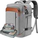 Vancropak Carry on Backpack, Flight Approved 18x14x8 Travel Backpack with 3 Packing Cubes, Expandable Large 40L Travel Bag fits 17.3" Laptop, Anti Theft Luggage Suitcase Weekend for Women Men, Grey