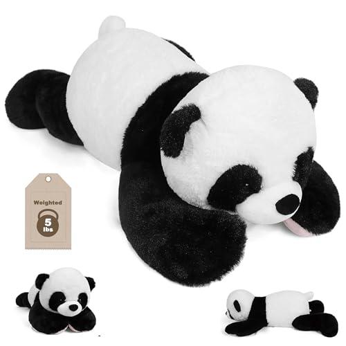 JellyMallow 5 lbs 24" Weighted Stuffed Animals Panda Plushie, Cute Panda Weighted Plush Pillow Giant Stuffed Animals for Kids Adults