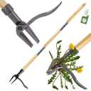 Weed Puller Tool, Stand Up Heavy Duty Weed Remover Tool with Long Handle  4-Claw Steel Head Weeder for Dandelions, Bamboo Garden Hand Weeding Tool, No Kneeling for Easy Root Removal