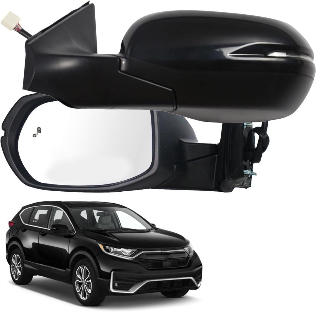 Marretoo for Honda CRV 2017-2022 Side Mirror Assembly Driver Side for HONDA CRV Accessories 9pins |POWER+SIGNAL+HEAT+BSM Replaces HO1320318(LH) (BLACK)