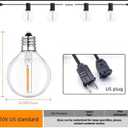 Outdoor String Light 50FT Patio Black with 52 Shatterproof G40 LED Clear Globe Bulbs for Indoor/Outdoor, Connectable Hanging Lights for Backyard Balcony Party Decor