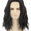 Topcosplay Men Wigs Black Short Curly Hair Funny Wigs for Man Halloween Costume Party Wig
