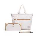 Multifunctional Diaper Tote Bag for Moms Dads, Large Water-Resistant Baby Bag with Insulated Pockets, Foldable Changing Pad, Lightweight Stylish Easy Clean Convertible Bag for Women Men, White