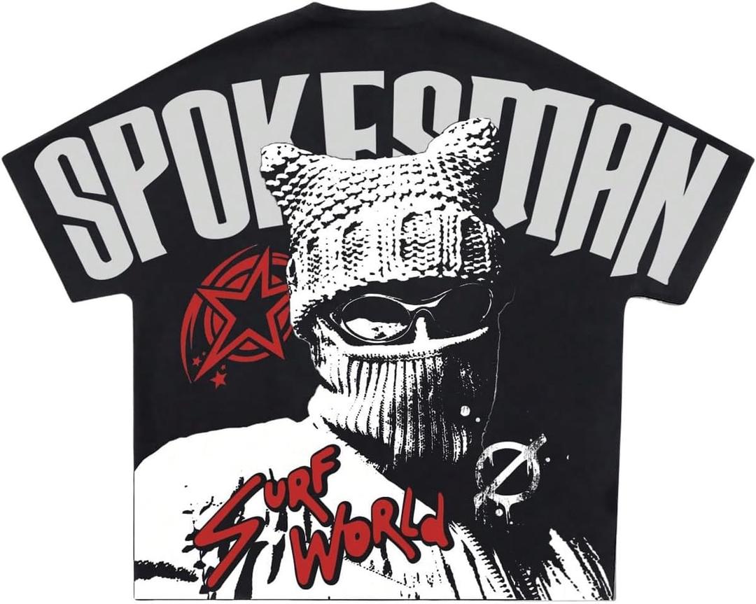 SOLY HUX Men's T-Shirt Y2K Graphic Tees Short Sleeve Punk Summer Loose Top Streetwear (Black, L)