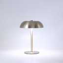 JHWDHD Portable LED Mushroom Table Lamp, 8.46'' Metal Small Cordless Desk Night Light with 5200mAh Rechargeable Battery, Stepless Dimming Lamp with 3 Colors for Bedroom/ Bar/ Coffee Shop (Silver)