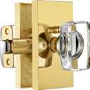 Gold Glass Crystal Door Knobs Interior with Lock, Modern Crystal Glass Privacy Door Knobs for Bedroom and Bathroom, Polished Brass