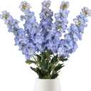 Blue Delphinium Artificial Flowers,5PCS Faux Larkspur Flowers 39" Long Stem Silk Flowers for Tall Vase Home Wedding Table Decor(Blue)