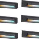 CLOUDY BAY [6 Pack] 3 Color Low Voltage 12-24V LED Step Lights Outdoor,2.5W Landscape Cutoff Stair Riser Light,Deck Step Lights Outside Accent Lighting Fixtures,Wet Location,Black