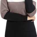 LAISHEN Womens Fall Fashion 2023 Long Sleeve Sweaters Casual Loose Color Block Crew Neck Knit Pullover Tops (L)