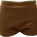 Orchidays Women's Faux Leather High Waisted Shorts Skinny Sexy Mini Shorts Hot Pants (XL)