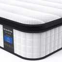 Inofia Twin Mattress, 10 Inch Hybrid Innerspring Single Mattress Cool Twin Bed Supportive & Pressure Relief, Breathable Soft Knitted Fabric Cover, Medium Firmness (Black & white)