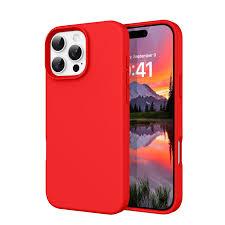 DOMAVER Case for iPhone 16 Pro Max 6.9'' Smooth Liquid Silicone Soft Gel Rubber Microfiber Lining Cushion Cover Shockproof Protective Phone Cases Compatible with iPhone 16 Pro Max  Red