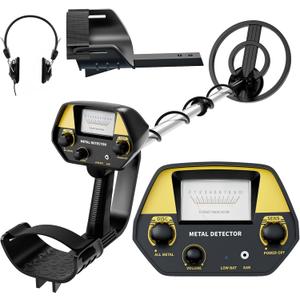 Metal Detector for Adults & Kids - Lightweight 2.8lbs with 8" Search Coil, Adjustable Stem for Beach, Gold & Coin Hunting with Headphones - Easy to Use for Beginners, Gift for Boys & Girls
