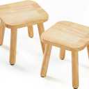 Frogprin Solid Wooden Step Stool for Kids Adults, Short Chair Toddlers Plant Stool, Kids Stool Perfect Matched Sensory Table, Multi-Purpose Sitting for Kitchen Playroom Bathroom Bedroom (2 Pack)