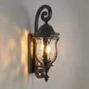 Black Brush Red Exterior Wall Sconces, 28" H Large Outdoor Wall Light Fixtures with Water Glass, Waterproof Outdoor Lights Wall Mount with Decorative Patterns for Porch, Front Door