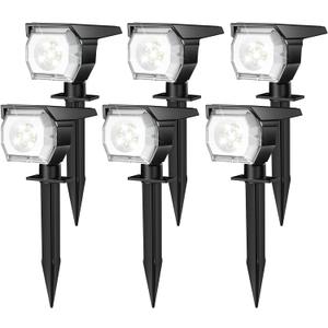 EIUIO Solar Outdoor Lights, 3 Lighting Modes Solar Spot Lights Outdoor with Auto On/Off, Waterproof Landscape Lighting for Garden Yard Pathway, 6 Pieces
